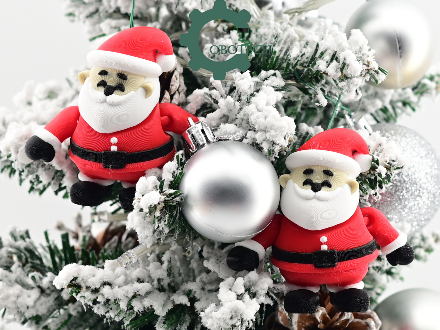 Digital Downloads Cobotech Articulated Santa Ornament - Cute Santa Ornaments - Christmas Decor - Cobotech Christmas
