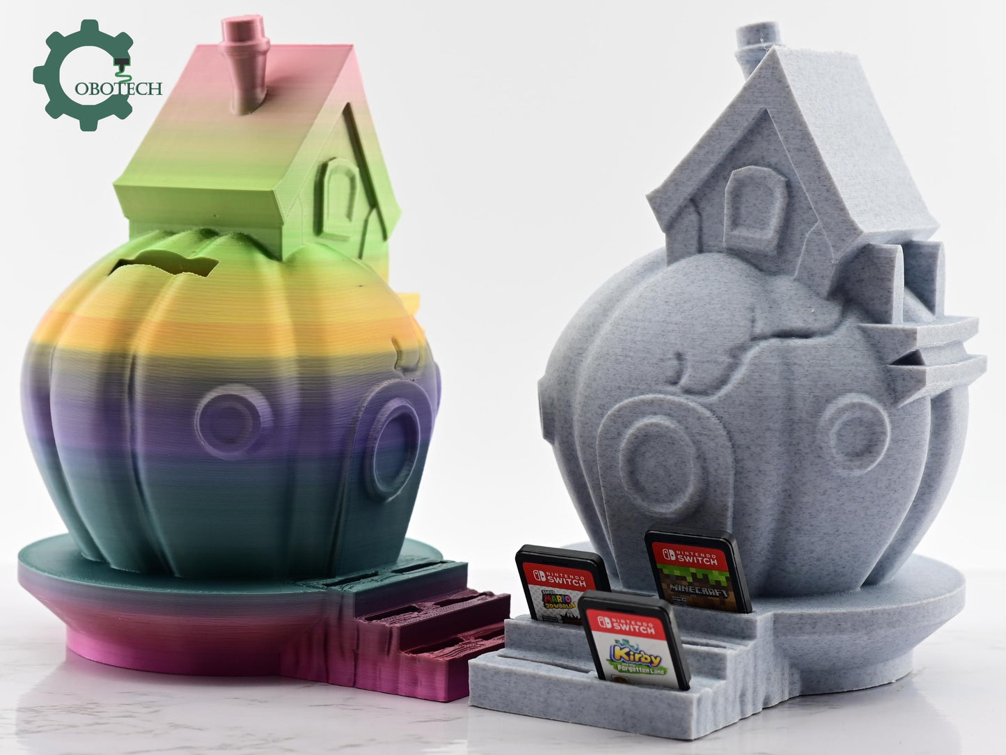 Digital Downloads Cobotech Cozy Pumpkin House Game Card Holder and Piggy Bank by Cobotech - Game Card Organizer - Desk Home Decor - Halloween Fall Decor