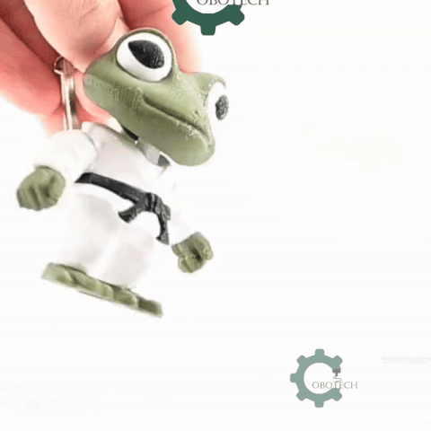 Digital Downloads - Cobotech Articulated Frog In Judo Gi Keychain - Cute Backpack Keychain