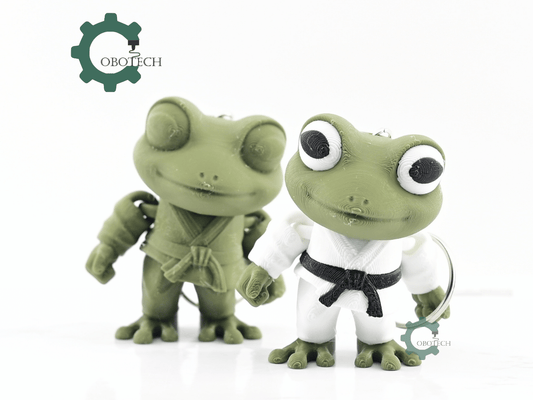 Digital Downloads - Cobotech Articulated Frog In Judo Gi Keychain - Cute Backpack Keychain