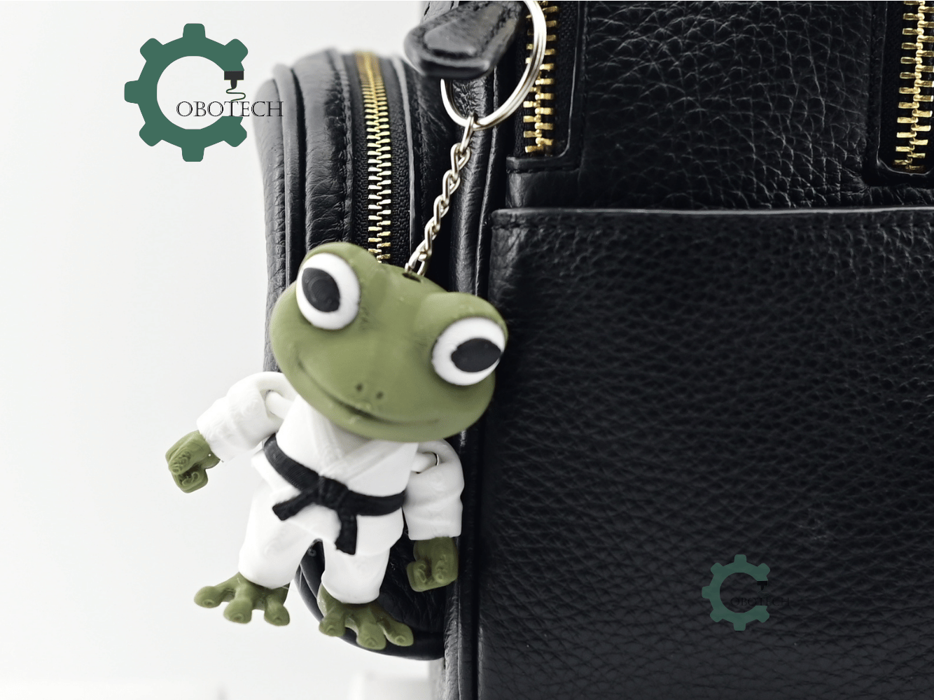 Digital Downloads - Cobotech Articulated Frog In Judo Gi Keychain - Cute Backpack Keychain