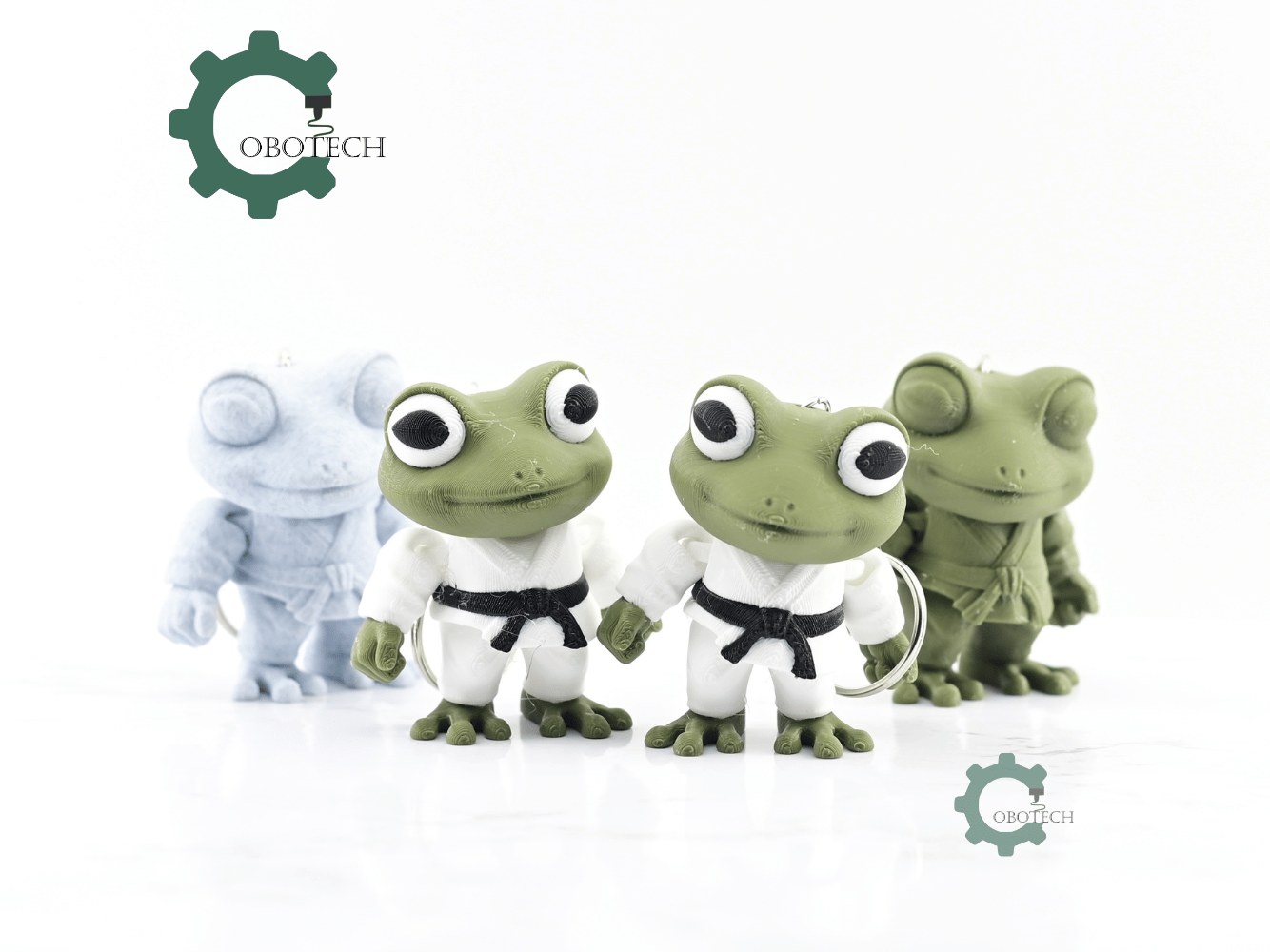Digital Downloads - Cobotech Articulated Frog In Judo Gi Keychain - Cute Backpack Keychain