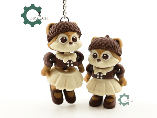 Digital Downloads - Cobotech Autumn Acorn Squirrel Articulated Keychain - Cute Backpack Keychain