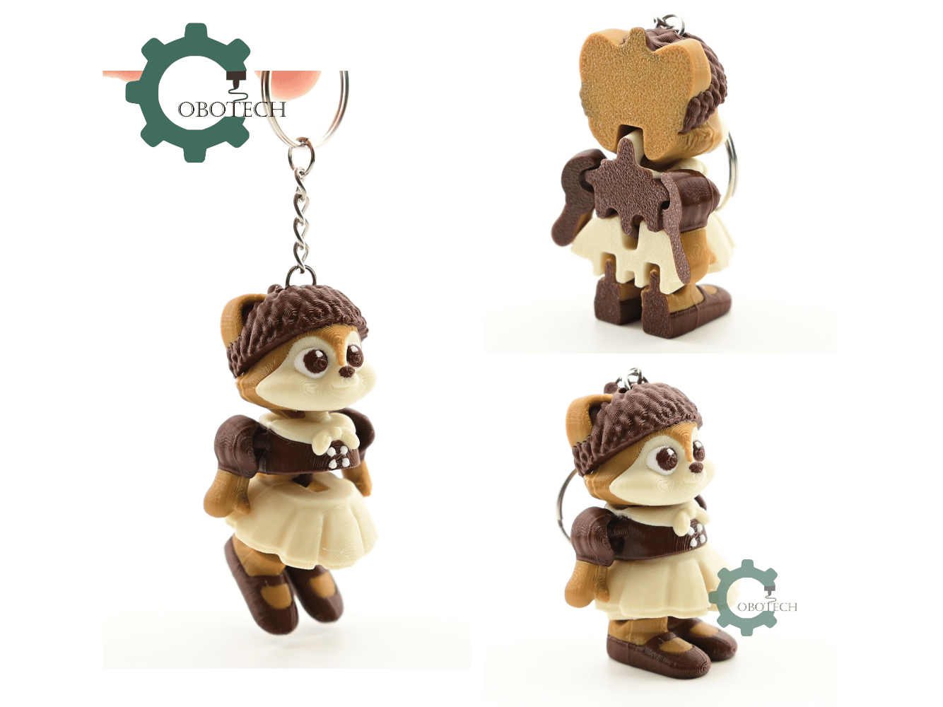 Digital Downloads - Cobotech Autumn Acorn Squirrel Articulated Keychain - Cute Backpack Keychain