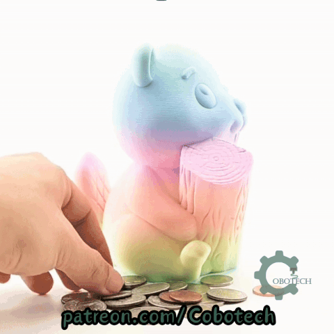 Digital Downloads - Cobotech Beaver Holding Log Piggy Bank - Desk Decor - Coin Bank Gifts