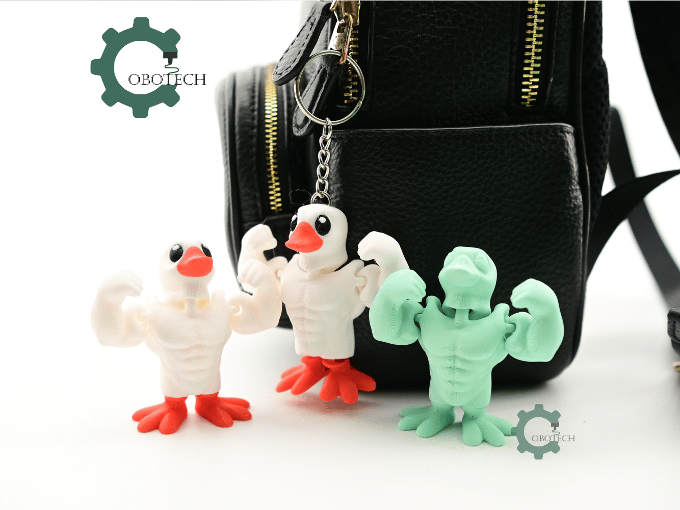 Digital Downloads - Cobotech Bodybuilder Duck Articulated Keychain - Cute Backpack Keychain
