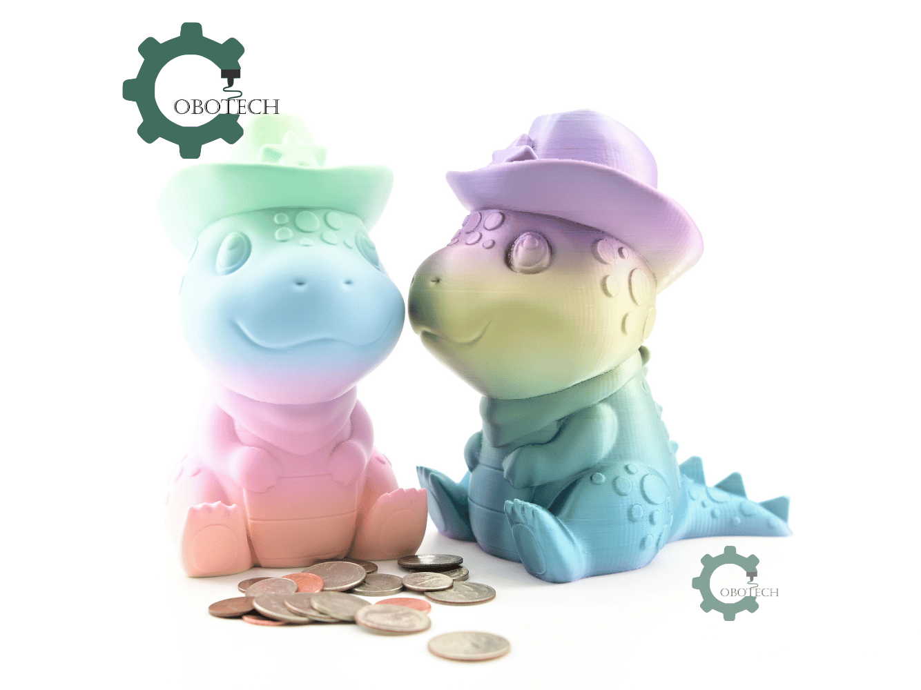 Digital Downloads - Cobotech Cowboy Dinosaur Piggy Bank - Desk Decor - Coin Bank Gifts
