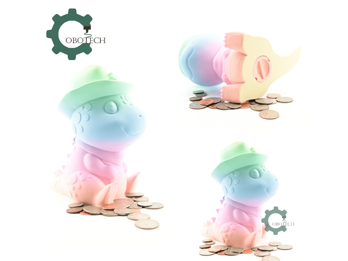 Digital Downloads - Cobotech Cowboy Dinosaur Piggy Bank - Desk Decor - Coin Bank Gifts