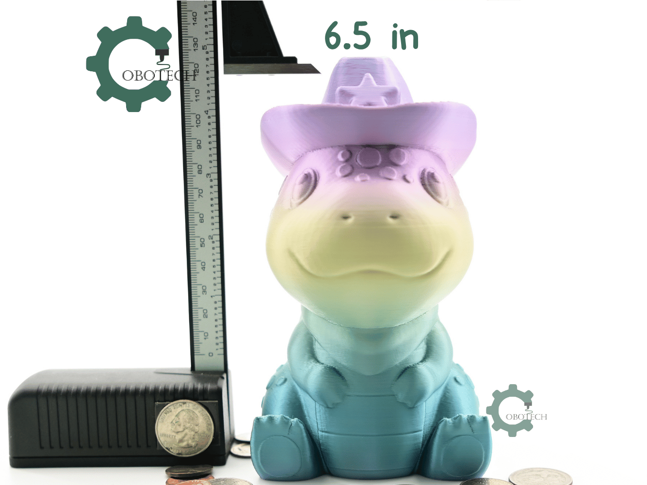 Digital Downloads - Cobotech Cowboy Dinosaur Piggy Bank - Desk Decor - Coin Bank Gifts