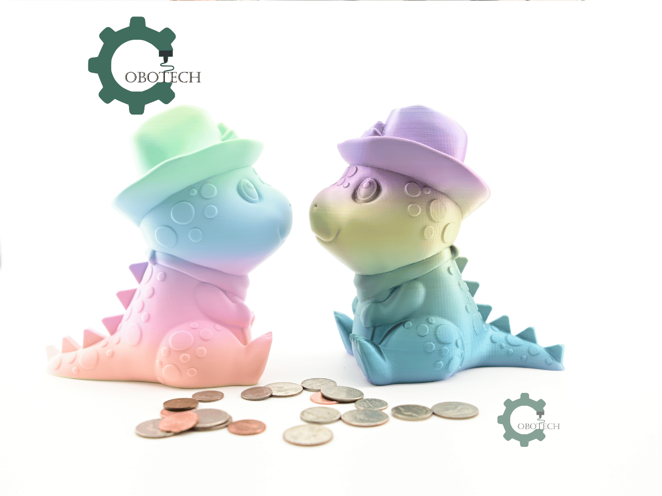 Digital Downloads - Cobotech Cowboy Dinosaur Piggy Bank - Desk Decor - Coin Bank Gifts