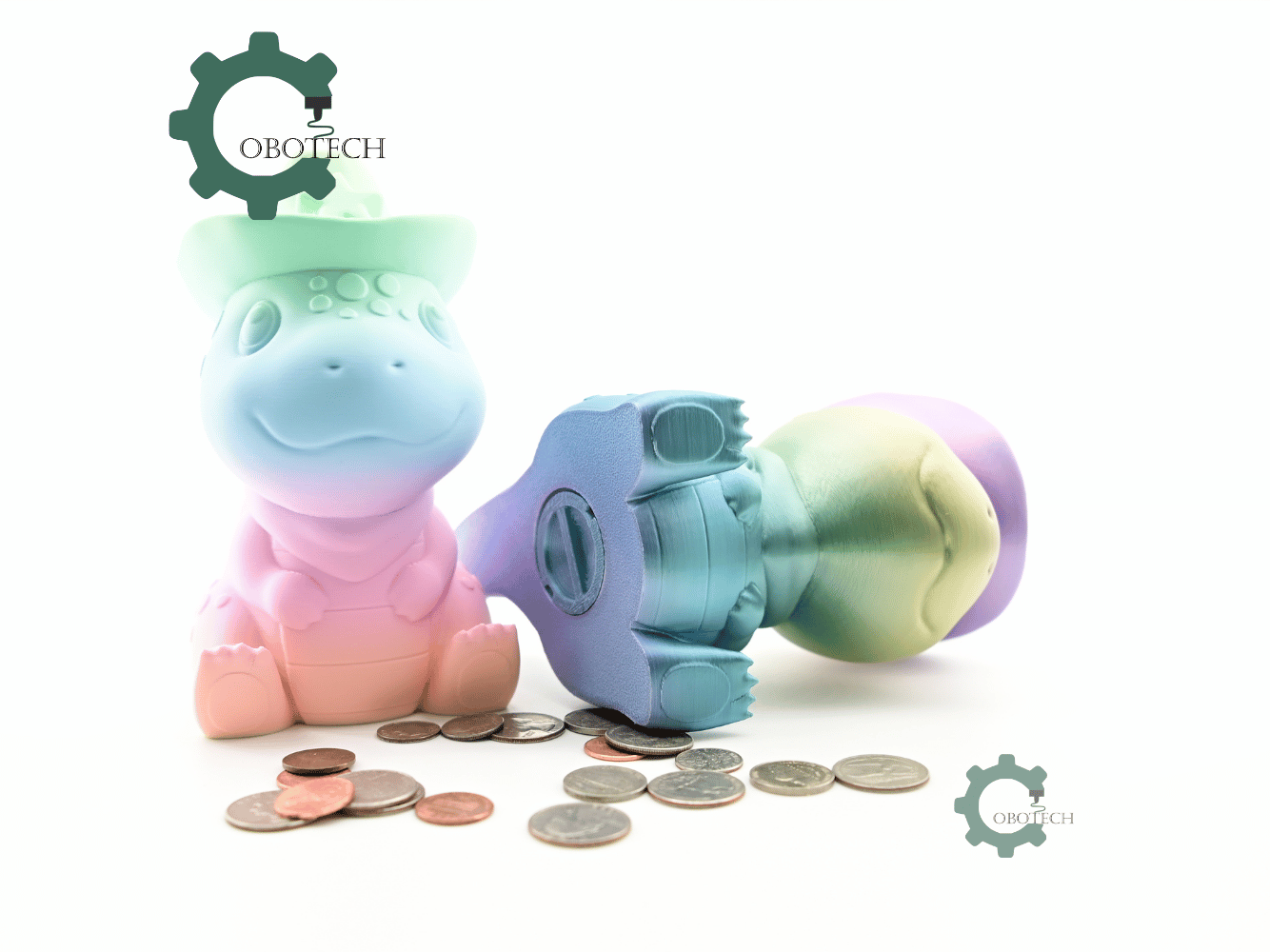 Digital Downloads - Cobotech Cowboy Dinosaur Piggy Bank - Desk Decor - Coin Bank Gifts