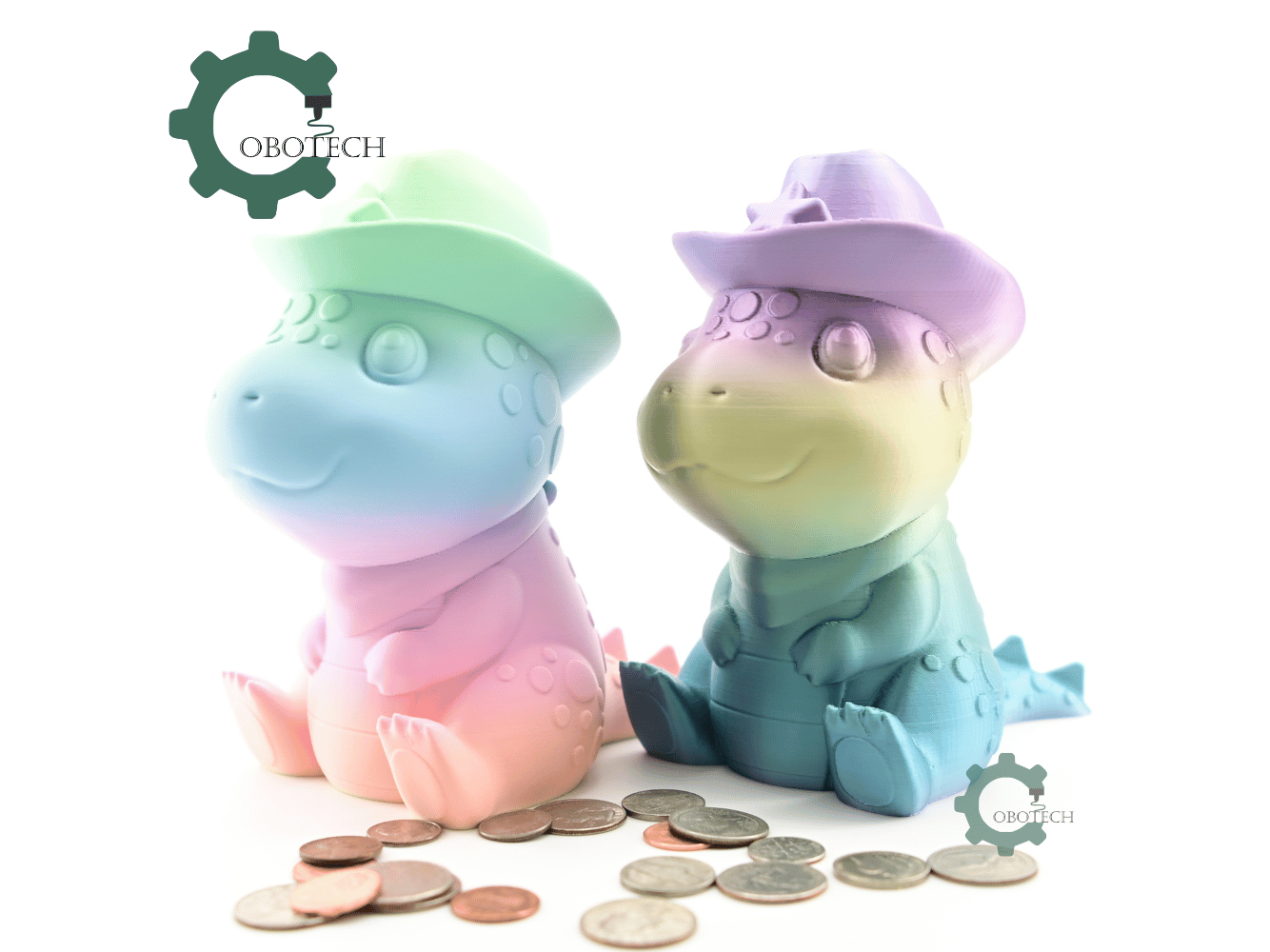 Digital Downloads - Cobotech Cowboy Dinosaur Piggy Bank - Desk Decor - Coin Bank Gifts
