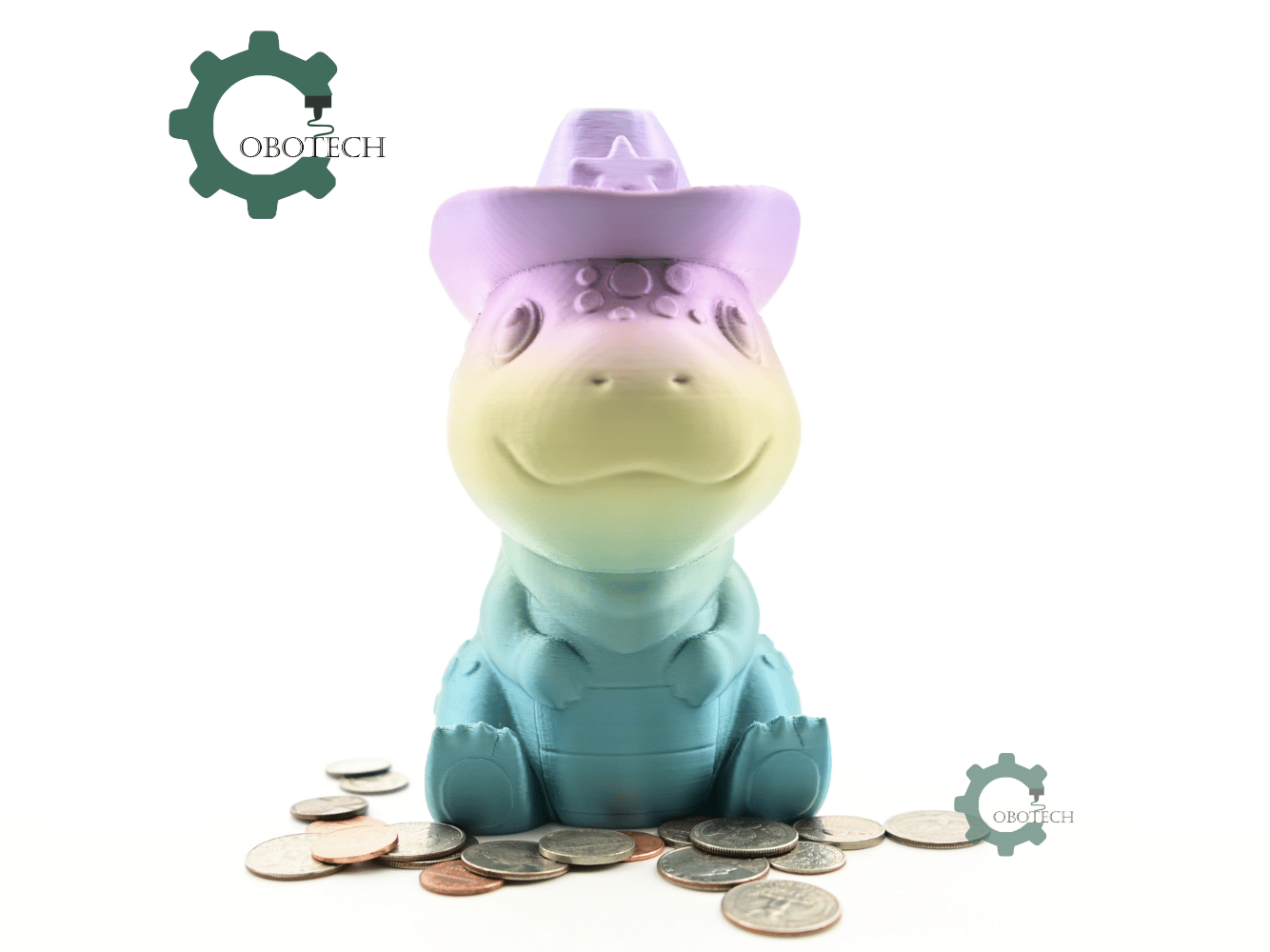 Digital Downloads - Cobotech Cowboy Dinosaur Piggy Bank - Desk Decor - Coin Bank Gifts