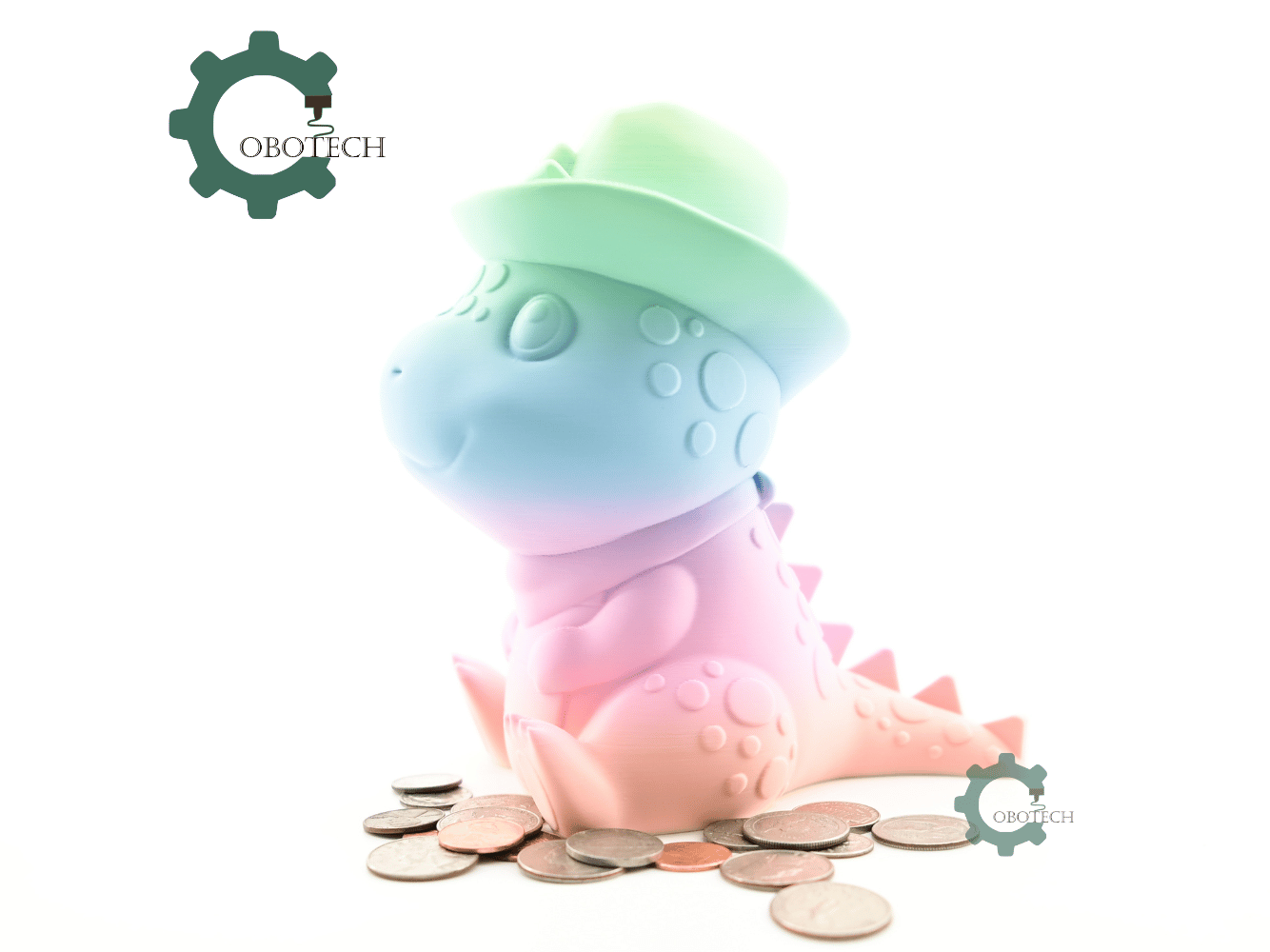 Digital Downloads - Cobotech Cowboy Dinosaur Piggy Bank - Desk Decor - Coin Bank Gifts