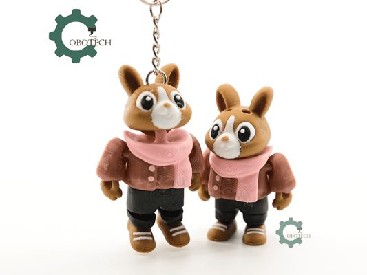 Digital Downloads - Cobotech Cozy Autumn Bunny For Animal Lovers Articulated Keychain - Cute Backpack Keychain