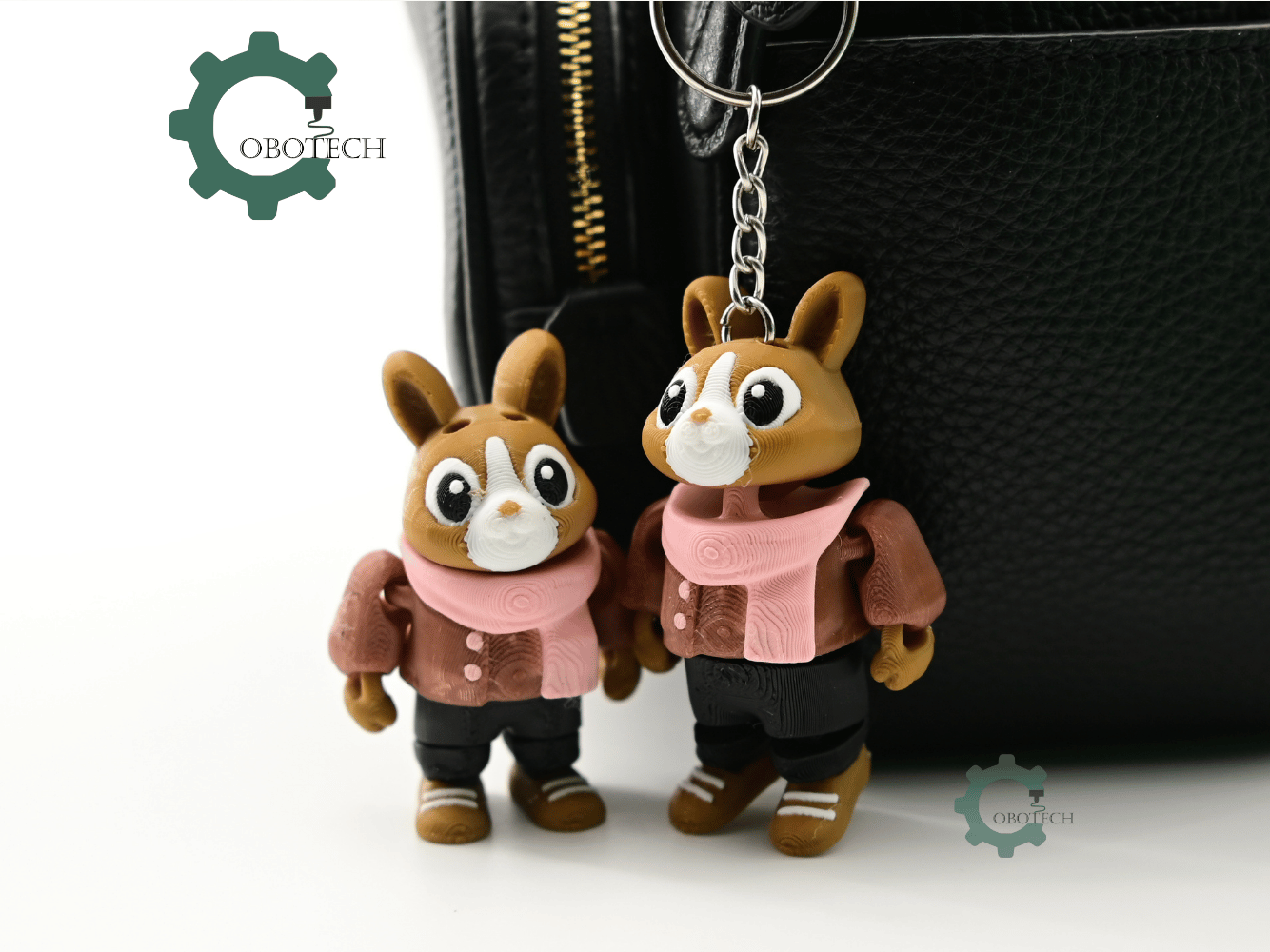 Digital Downloads - Cobotech Cozy Autumn Bunny For Animal Lovers Articulated Keychain - Cute Backpack Keychain