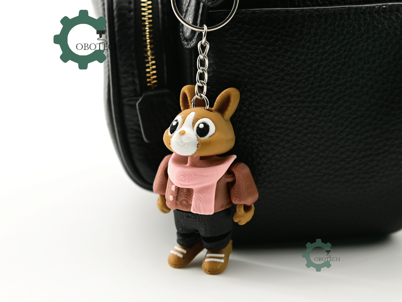 Digital Downloads - Cobotech Cozy Autumn Bunny For Animal Lovers Articulated Keychain - Cute Backpack Keychain