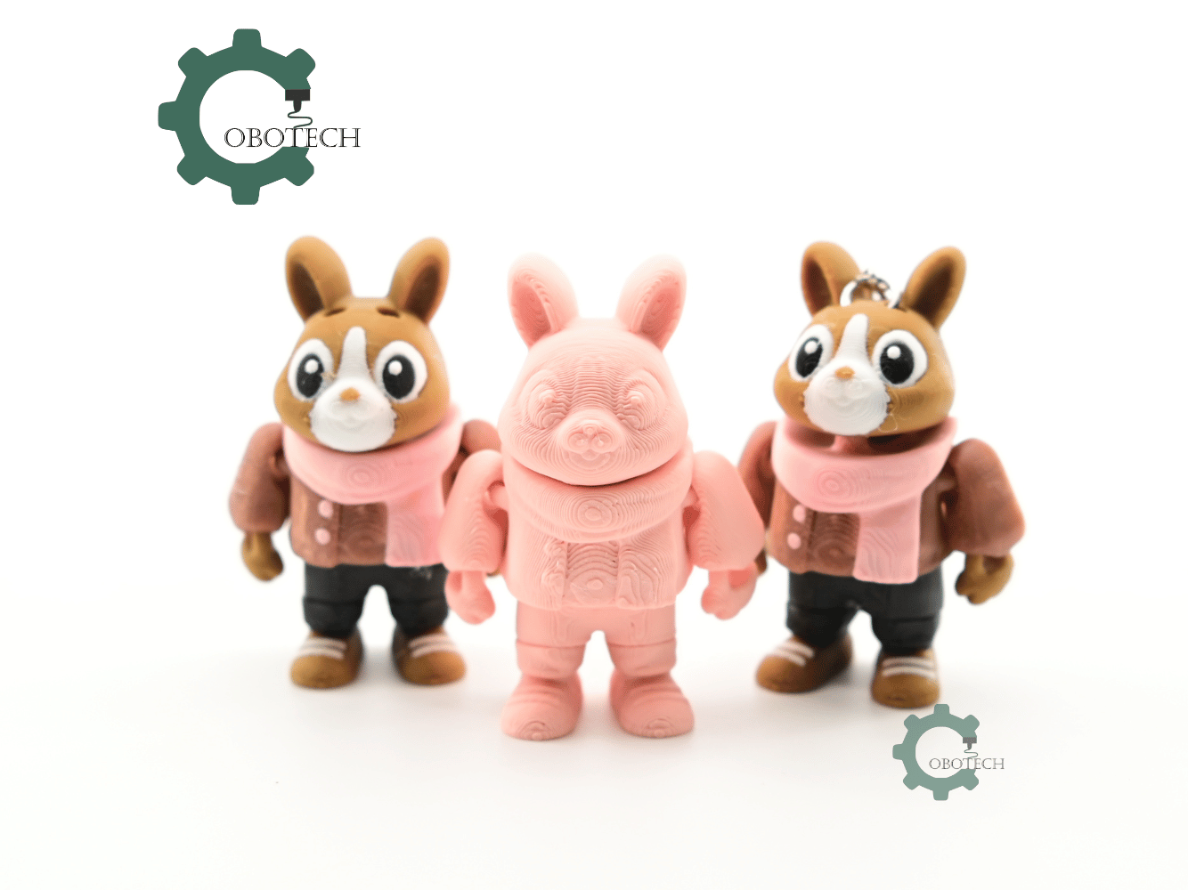 Digital Downloads - Cobotech Cozy Autumn Bunny For Animal Lovers Articulated Keychain - Cute Backpack Keychain