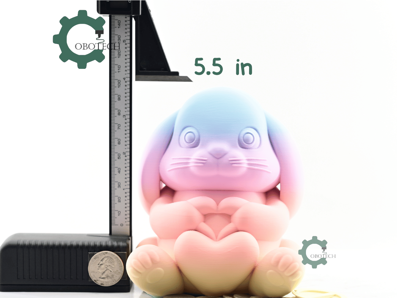 Digital Downloads - Cobotech Cute Easter Bunny Holding A Heart Piggy Bank - Desk Decor - Coin Bank Gifts