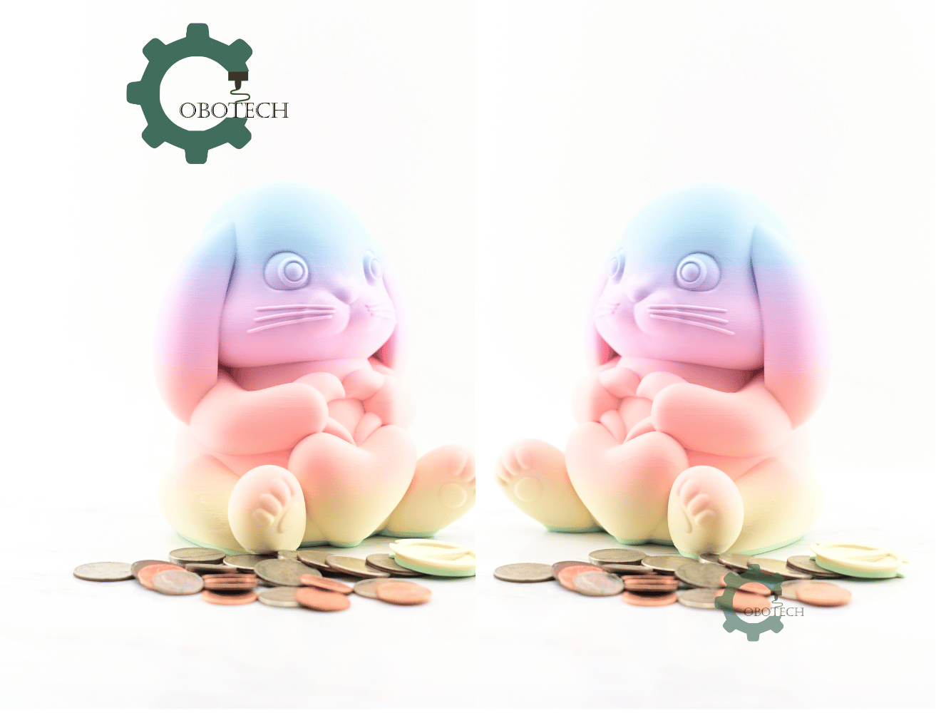 Digital Downloads - Cobotech Cute Easter Bunny Holding A Heart Piggy Bank - Desk Decor - Coin Bank Gifts