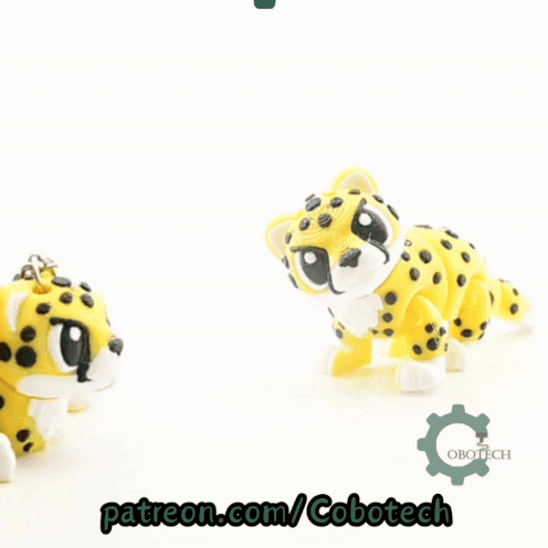 Digital Downloads - Cobotech Cute Grumpy Cheetah Articulated Keychain - Cute Backpack Keychain