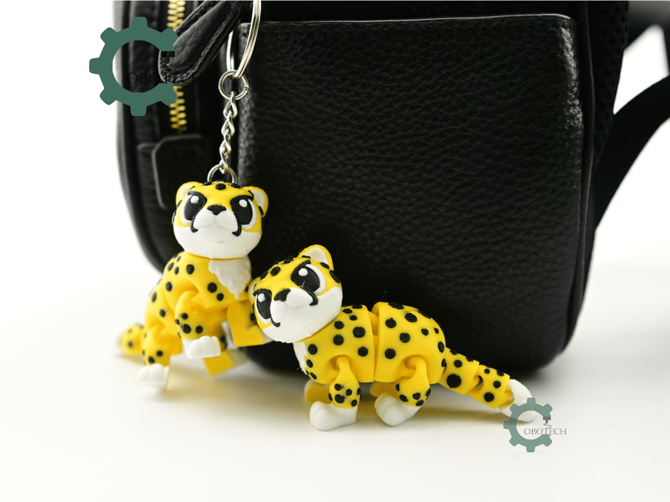 Digital Downloads - Cobotech Cute Grumpy Cheetah Articulated Keychain - Cute Backpack Keychain