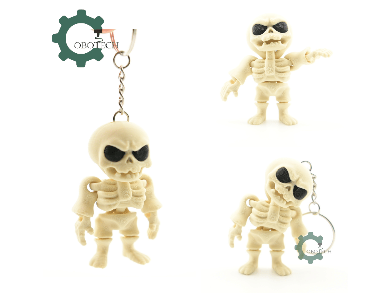 Digital Downloads - Cobotech Cute Grumpy Skeleton Articulated Keychain - Cute Backpack Keychain