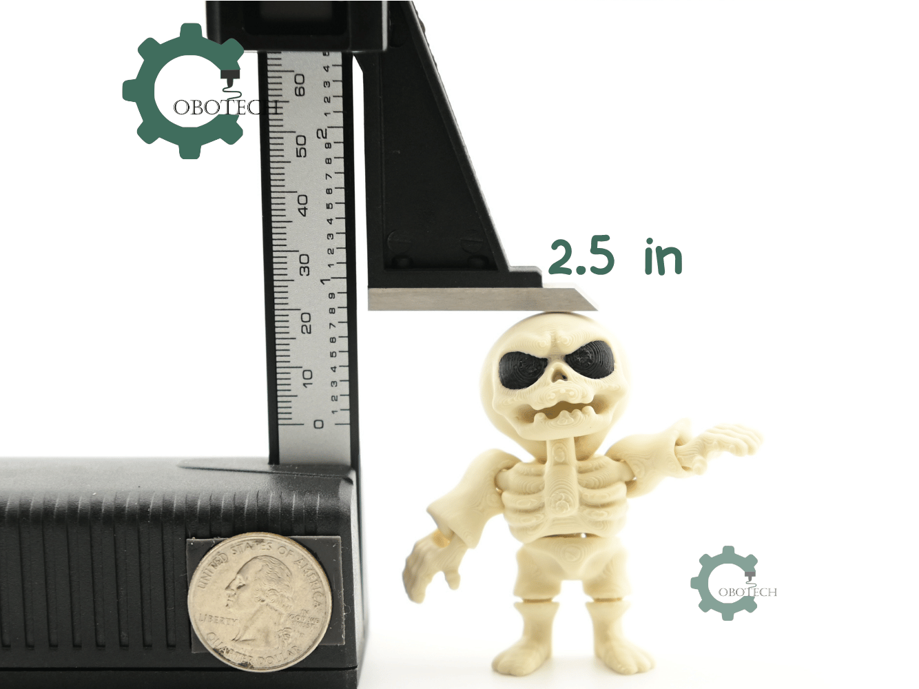 Digital Downloads - Cobotech Cute Grumpy Skeleton Articulated Keychain - Cute Backpack Keychain
