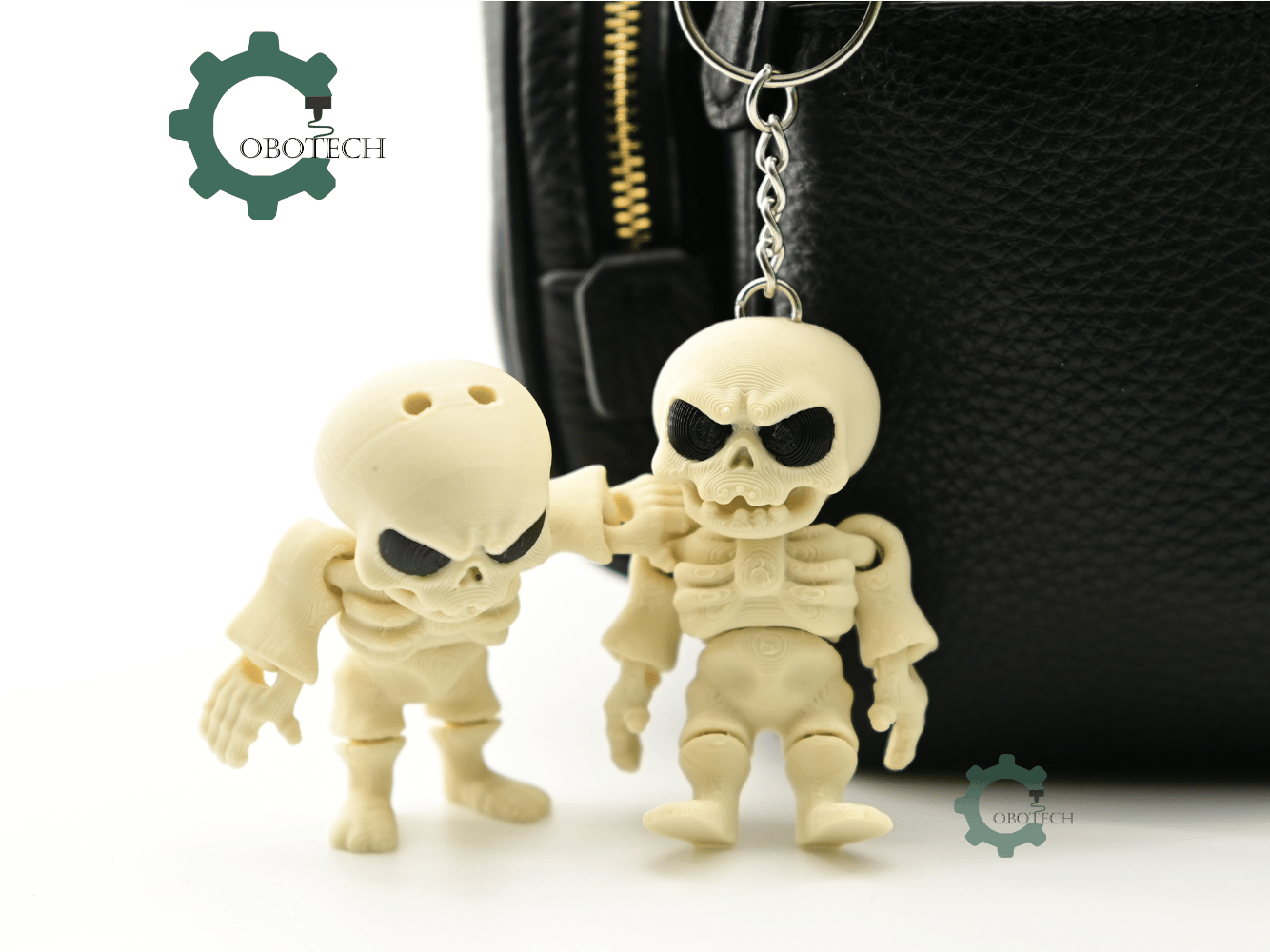 Digital Downloads - Cobotech Cute Grumpy Skeleton Articulated Keychain - Cute Backpack Keychain
