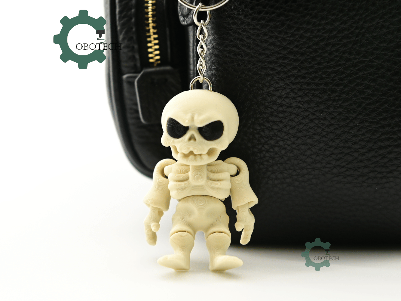 Digital Downloads - Cobotech Cute Grumpy Skeleton Articulated Keychain - Cute Backpack Keychain