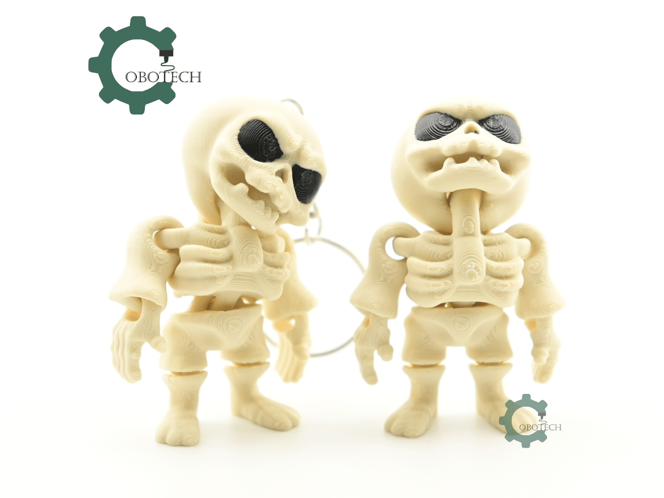 Digital Downloads - Cobotech Cute Grumpy Skeleton Articulated Keychain - Cute Backpack Keychain