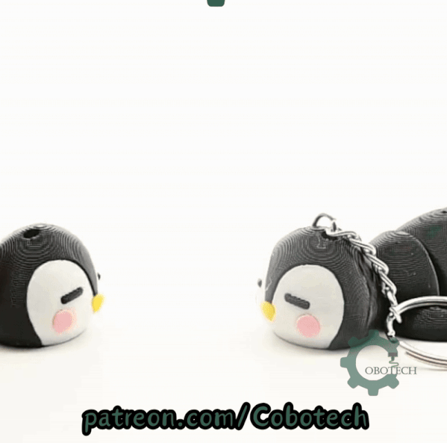Digital Downloads - Cobotech Cute Sleepy Penguin Articulated Keychain - Cute Backpack Keychain