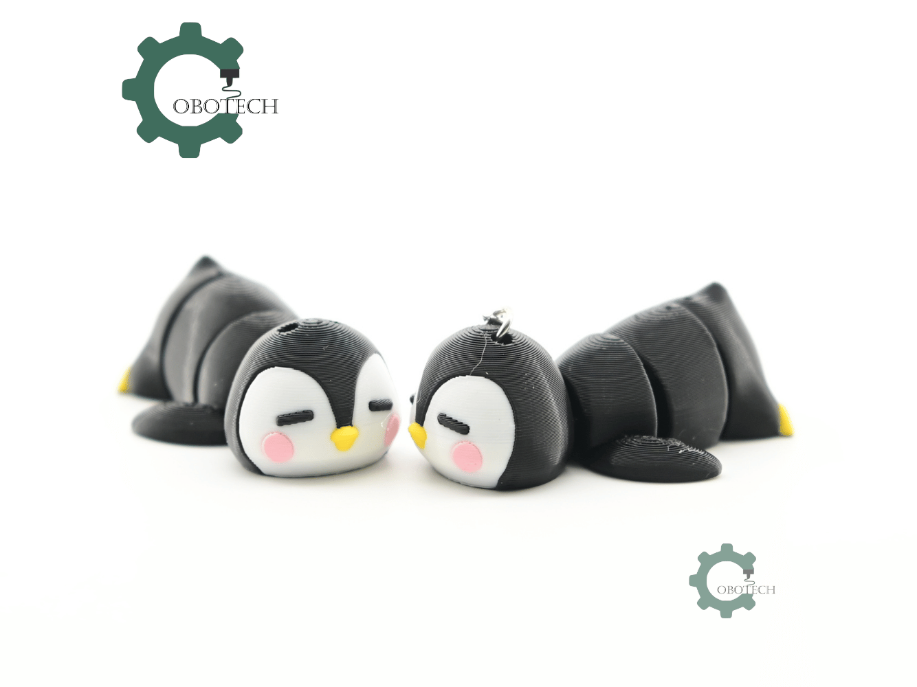 Digital Downloads - Cobotech Cute Sleepy Penguin Articulated Keychain - Cute Backpack Keychain