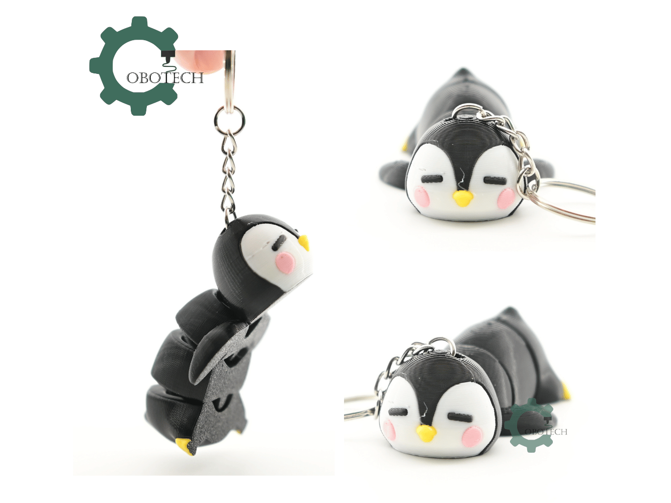 Digital Downloads - Cobotech Cute Sleepy Penguin Articulated Keychain - Cute Backpack Keychain
