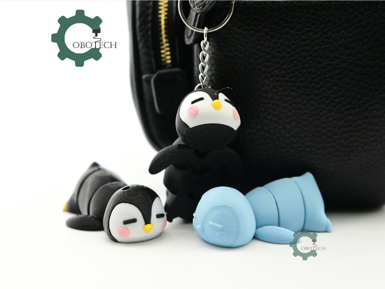 Digital Downloads - Cobotech Cute Sleepy Penguin Articulated Keychain - Cute Backpack Keychain