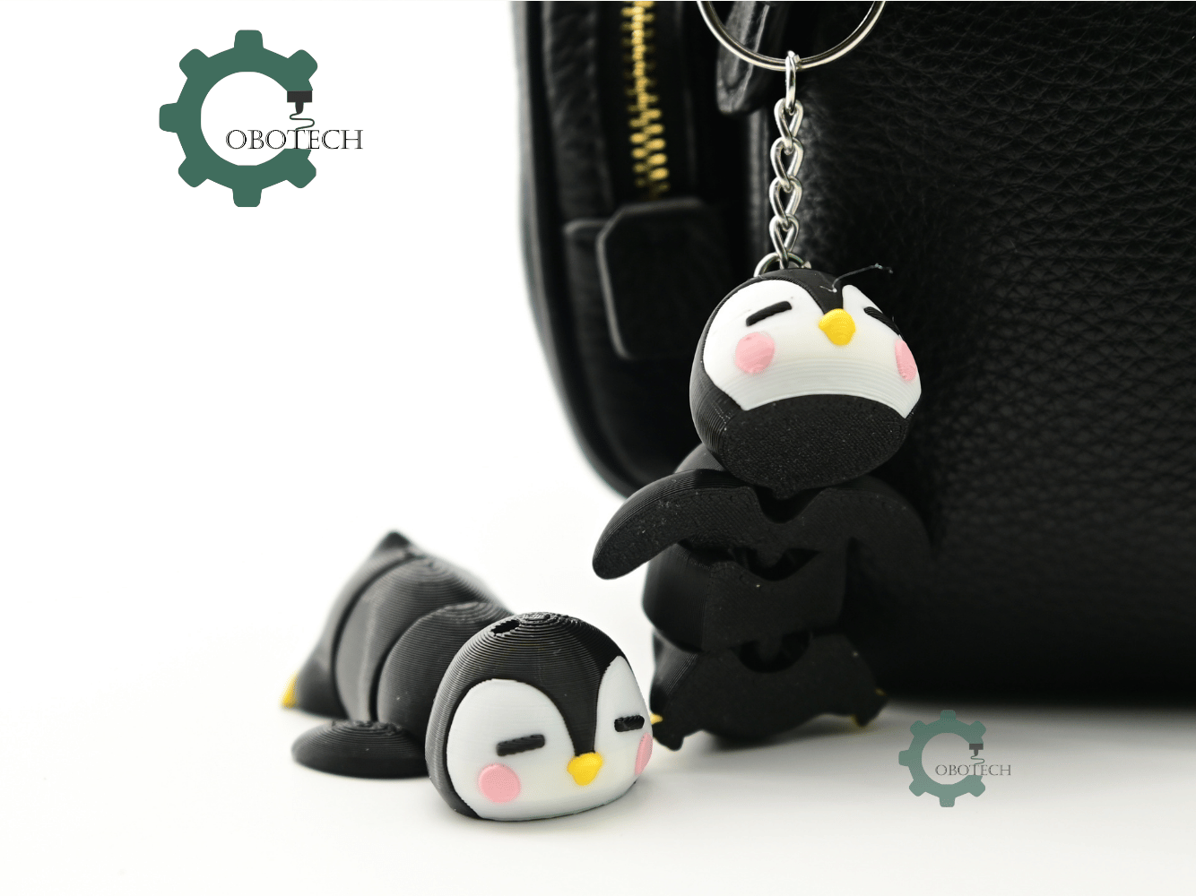 Digital Downloads - Cobotech Cute Sleepy Penguin Articulated Keychain - Cute Backpack Keychain