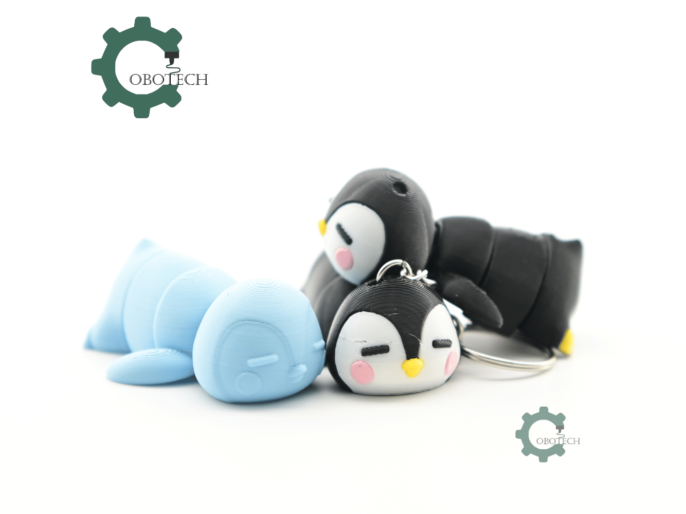 Digital Downloads - Cobotech Cute Sleepy Penguin Articulated Keychain - Cute Backpack Keychain