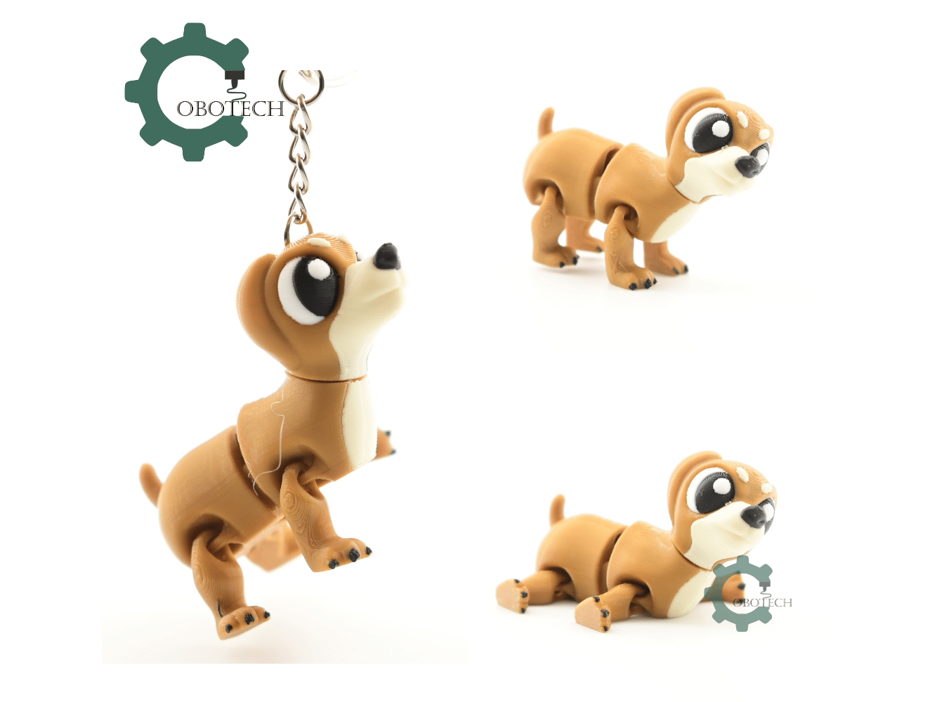 Digital Downloads - Cobotech Cute Wiener Dog Articulated Keychain - Cute Backpack Keychain
