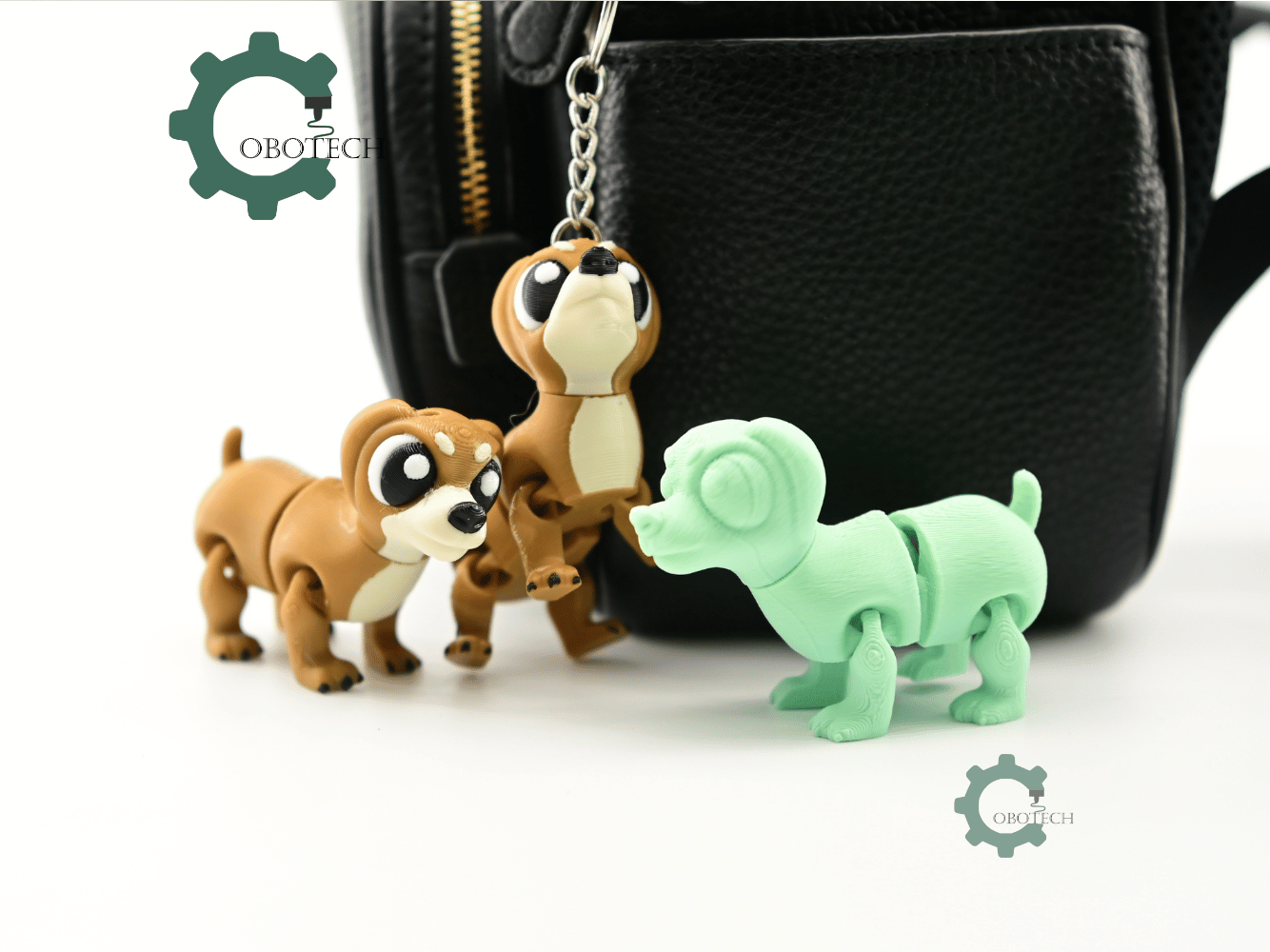 Digital Downloads - Cobotech Cute Wiener Dog Articulated Keychain - Cute Backpack Keychain