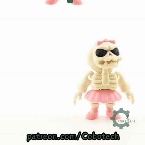 Digital Downloads - Cobotech Grumpy Skeleton Ballerina Articulated Keychain - Cute Backpack Keychain