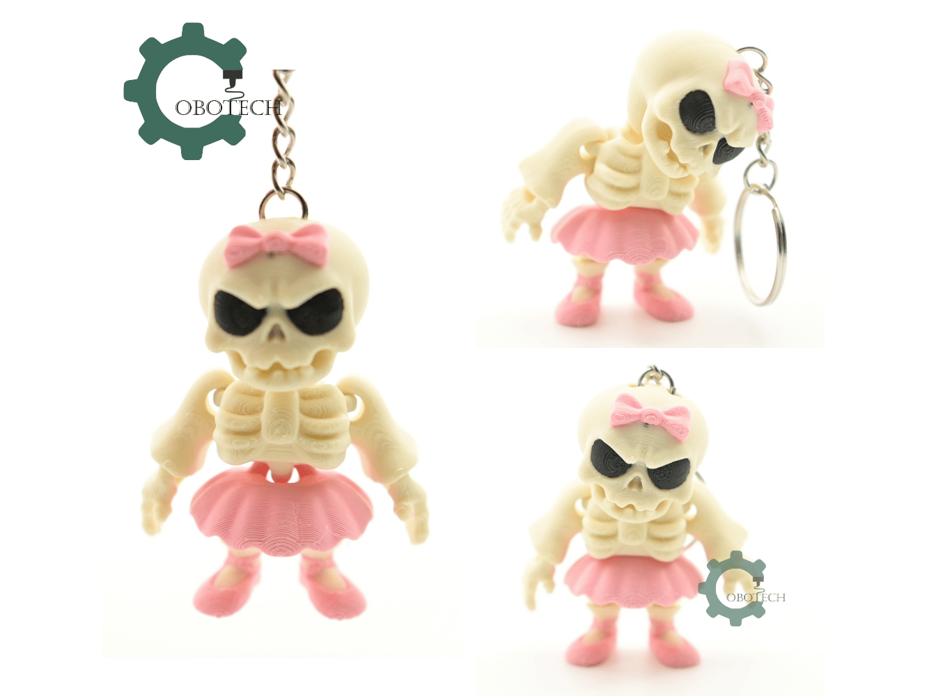 Digital Downloads - Cobotech Grumpy Skeleton Ballerina Articulated Keychain - Cute Backpack Keychain