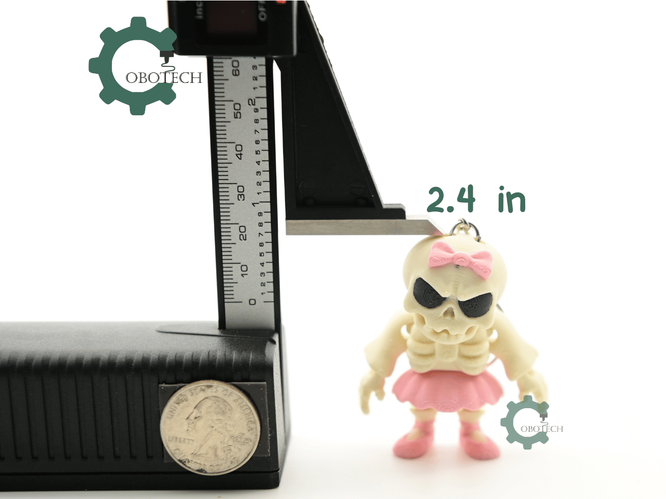 Digital Downloads - Cobotech Grumpy Skeleton Ballerina Articulated Keychain - Cute Backpack Keychain
