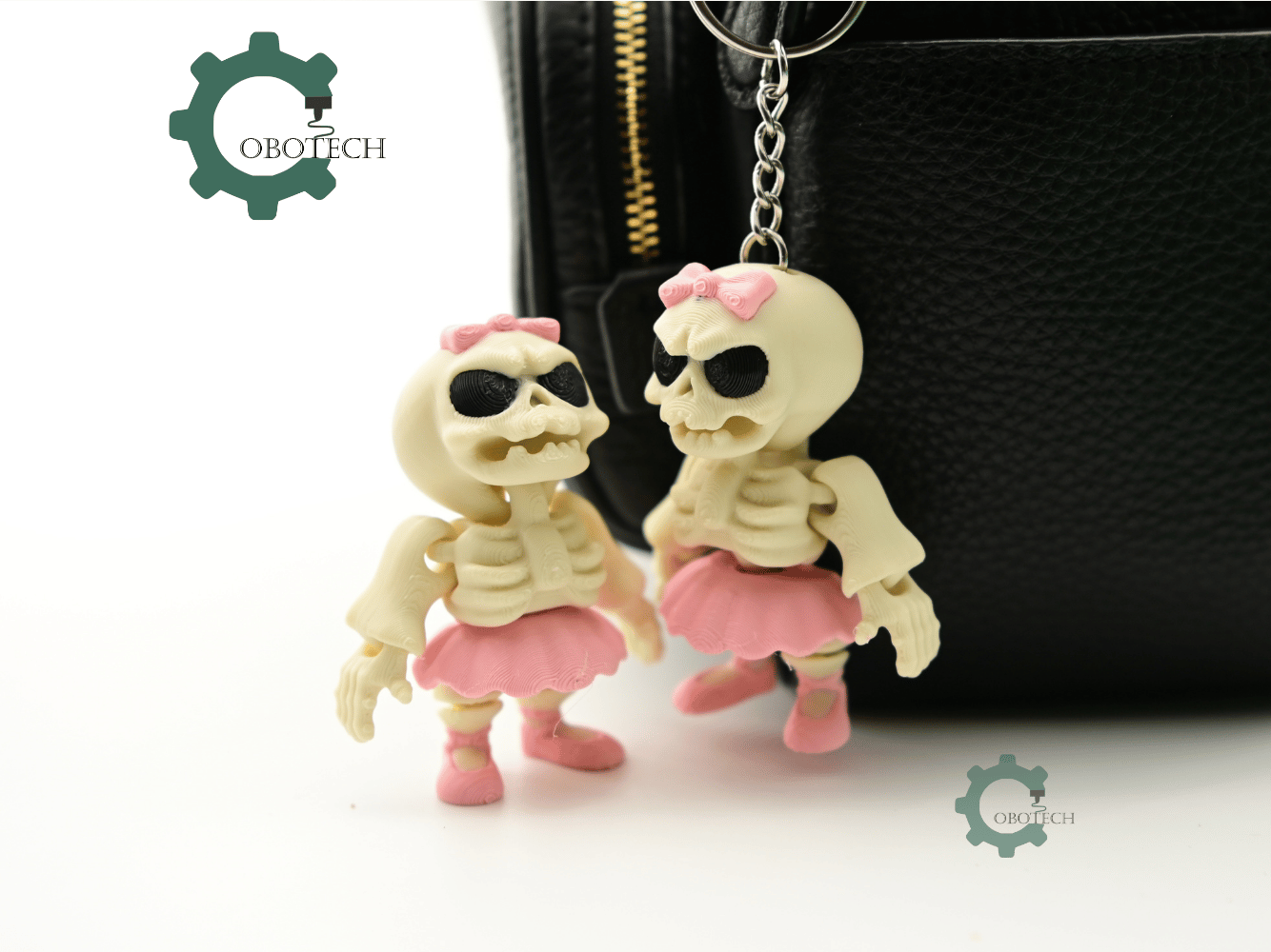 Digital Downloads - Cobotech Grumpy Skeleton Ballerina Articulated Keychain - Cute Backpack Keychain