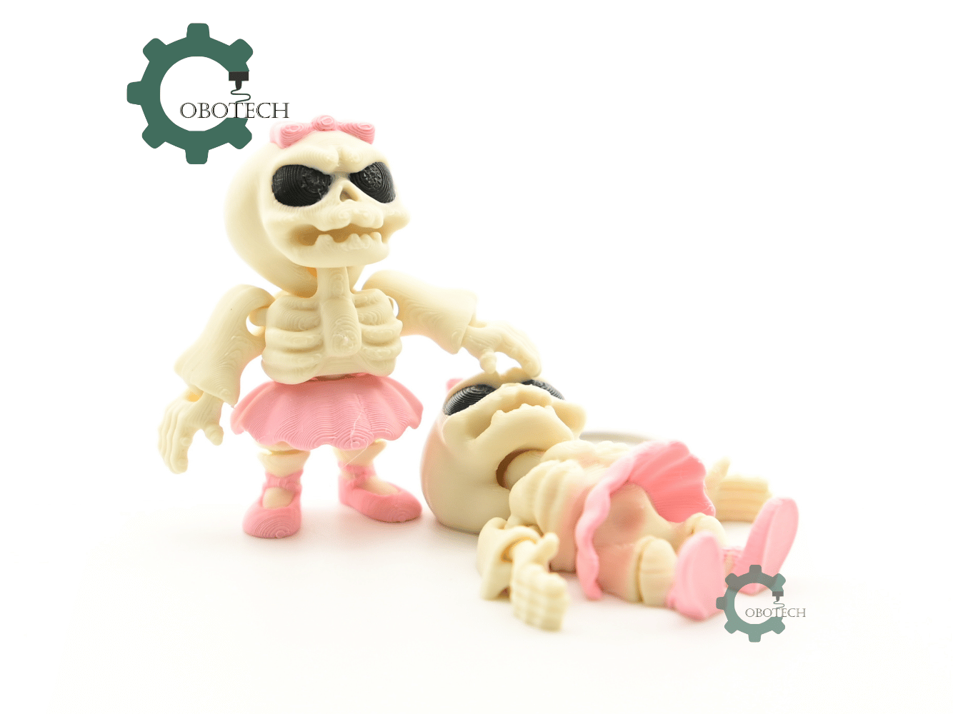 Digital Downloads - Cobotech Grumpy Skeleton Ballerina Articulated Keychain - Cute Backpack Keychain