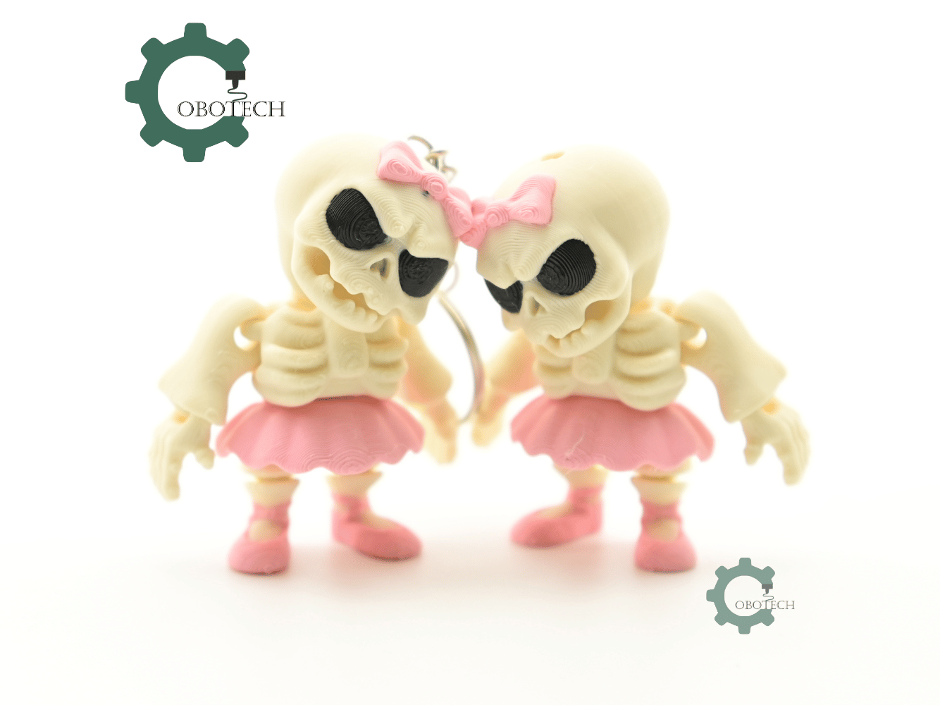 Digital Downloads - Cobotech Grumpy Skeleton Ballerina Articulated Keychain - Cute Backpack Keychain