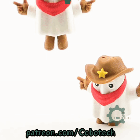 Digital Downloads - Cobotech Halloween Cowboy Ghost Articulated Keychain - Cute Backpack Keychain