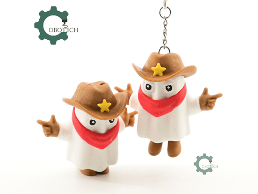 Digital Downloads - Cobotech Halloween Cowboy Ghost Articulated Keychain - Cute Backpack Keychain