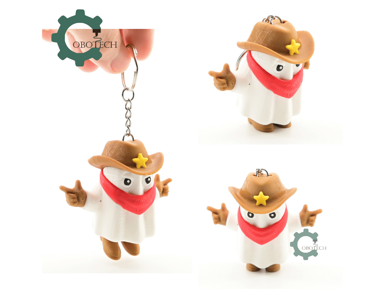 Digital Downloads - Cobotech Halloween Cowboy Ghost Articulated Keychain - Cute Backpack Keychain