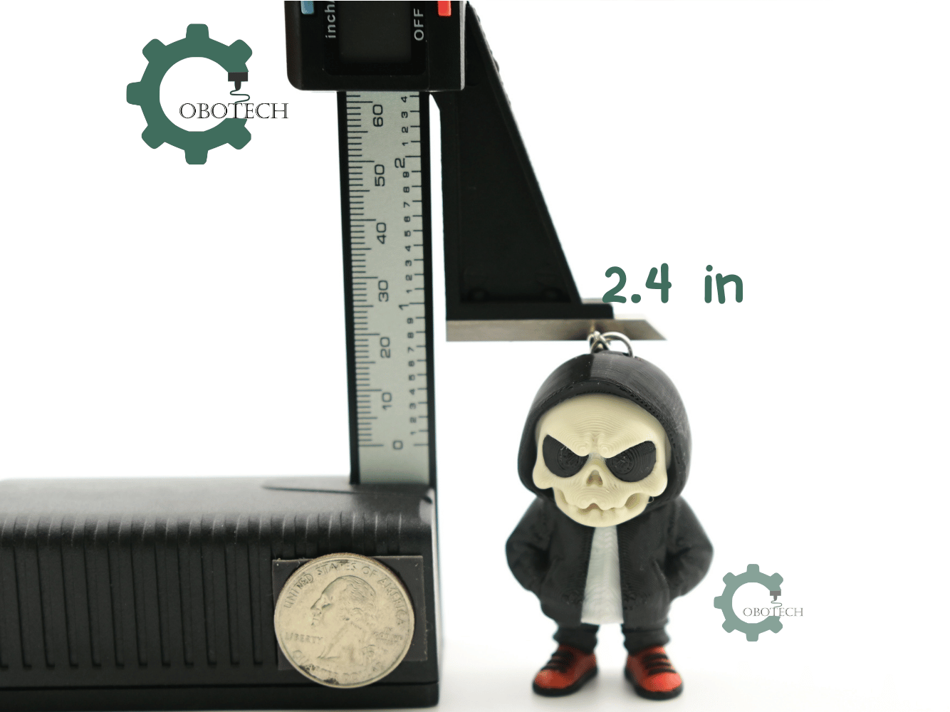 Digital Downloads - Cobotech Halloween Grumpy Skull Hoodie Articulated Keychain - Cute Backpack Keychain