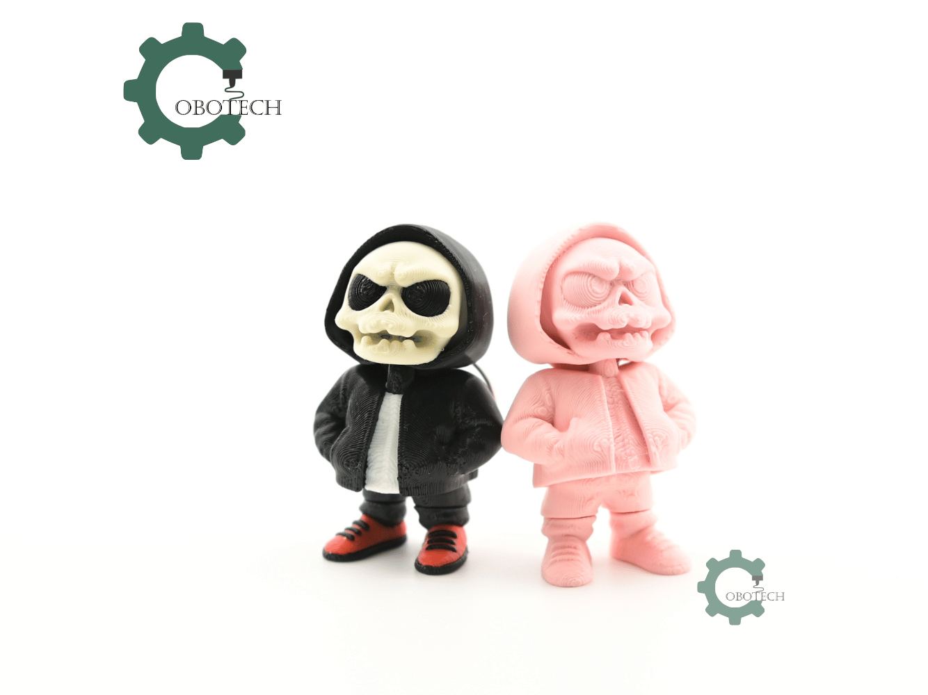 Digital Downloads - Cobotech Halloween Grumpy Skull Hoodie Articulated Keychain - Cute Backpack Keychain